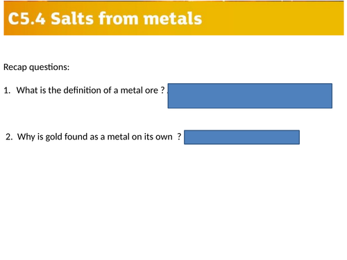 C5.4 Salts from metals AQA 9-1 foundation low ability