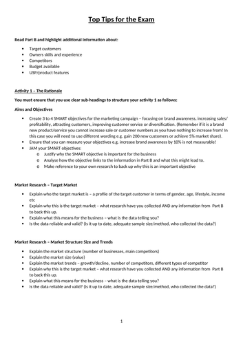 L3 BTEC Unit 2 Developing a Marketing Campaign Exam Structure