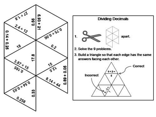 Dividing Decimals Game: Math Tarsia Puzzle