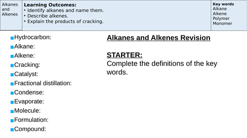 Alkanes and Alkenes Revision