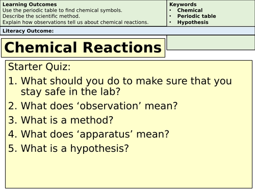 Chemical Reactions and Rates for Low Ability or SEN