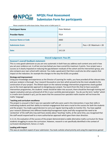 NPQSL project write up