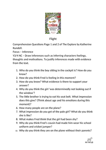 The Explorer Comprehension Questions Inference Focus