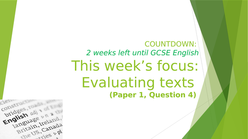 AQA GCSE English Paper 1, Question 4, Evaluating texts