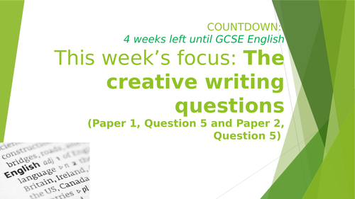 AQA GCSE English Creative Writing Paper 1 and paper 2 question 5