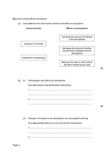 9-1 AQA GCSE Biology - U7 L8 Land Use and Deforestation