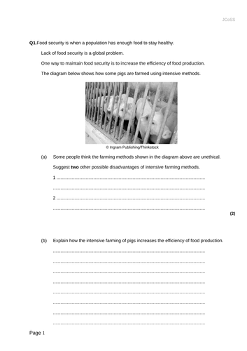 9-1 AQA GCSE Biology - U7 L13 (T) Farming Techniques and Fisharies