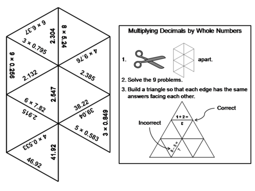 Multiplying Decimals by Whole Numbers Game: Math Tarsia Puzzle