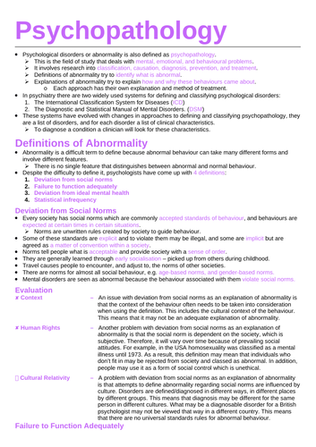 Complete content for Psychopathology