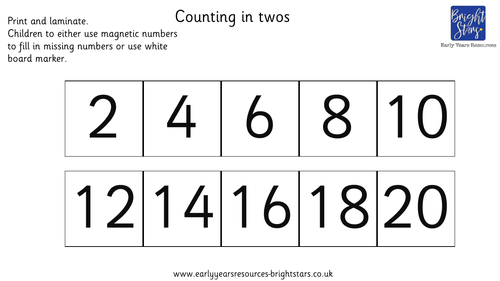 Counting in twos cards