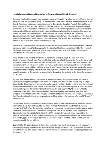 Hawk roosting poem analysis picture