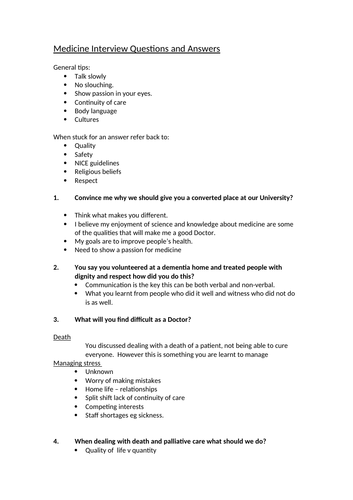 Medicine MMI Interview Questions