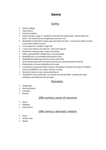 Wuthering Heights Revision- Character,Theme,Context,Critics