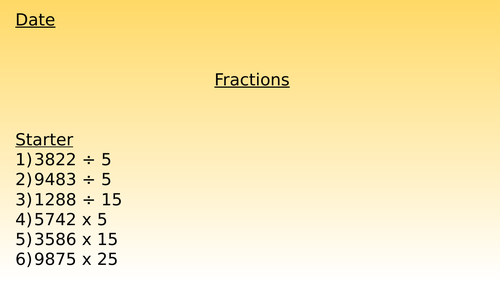 Fractions Arithmetic Revision Lesson (Year 6)
