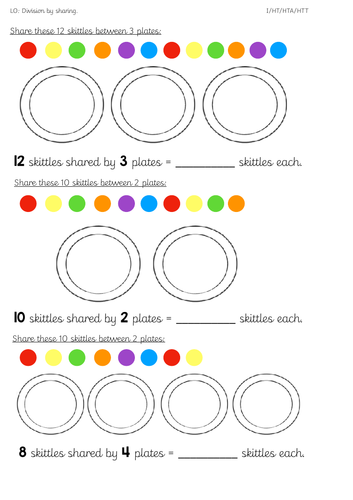 year 1 division by sharing worksheet teaching resources