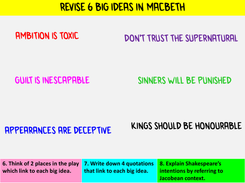 Macbeth Final revision lesson - revising Big Ideas in the play using ...