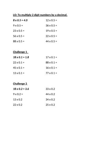 Multiplying and Dividing Decimals