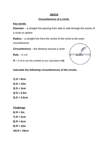 Circumference of a circle