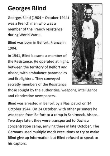 Georges Blind French Resistance Handout
