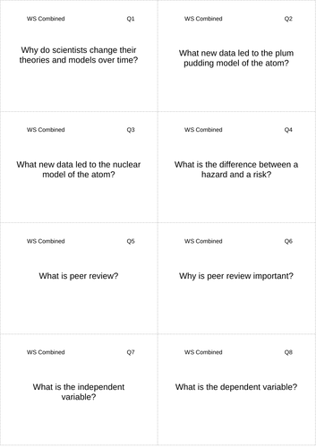 AQA GCSE Physics / Trilogy - Revision Cards (Working Scientifically)