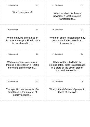 AQA GCSE Physics / Trilogy - Revision Cards (P1)