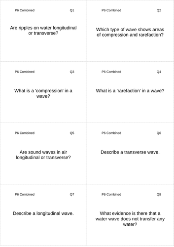 AQA GCSE Physics / Trilogy - Revision Cards (P6)