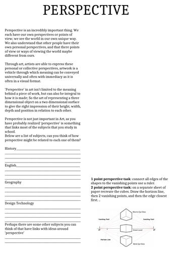 Perspective cover suitable for Yr 8