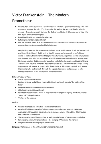 GCSE Frankenstein  Emergency Condensed Revision