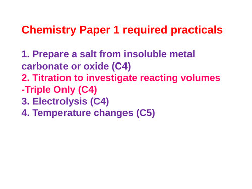 GCSE Chemistry Required Practicals Revision Paper 1