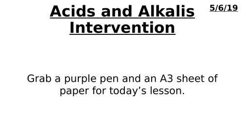 Acids and Alkalis KS3 Intervention Lesson and Marking Sticker