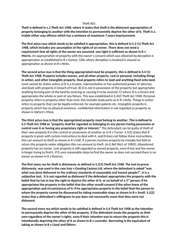 Theft notes criminal law picture