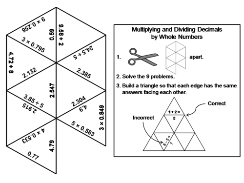 Multiplying and Dividing Decimals by Whole Numbers Activity: Math Tarsia Puzzle