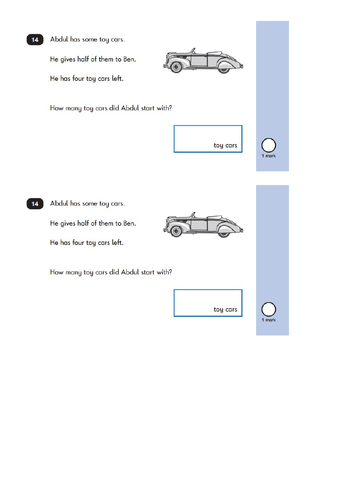 Year 2 SATS - Arithmetic - find halves and quarters of numbers