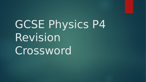 GCSE Physics P4 Electricity Crossword