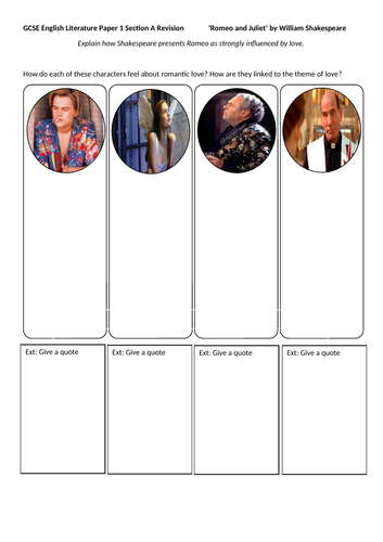 Romeo and Juliet - Love Theme Activities