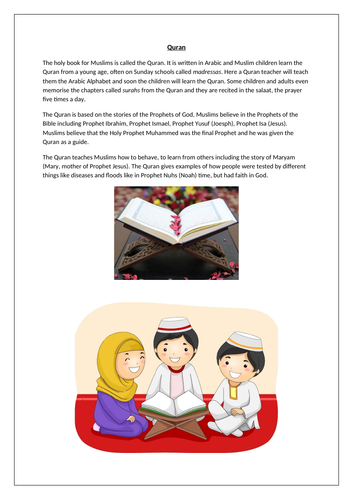 Quran worksheet RE Primary