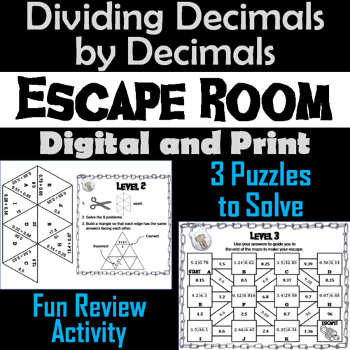 Dividing Decimals by Decimals Activity: Math Escape Room