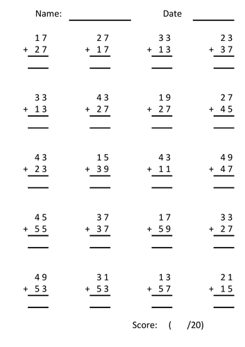 2 digit column addition