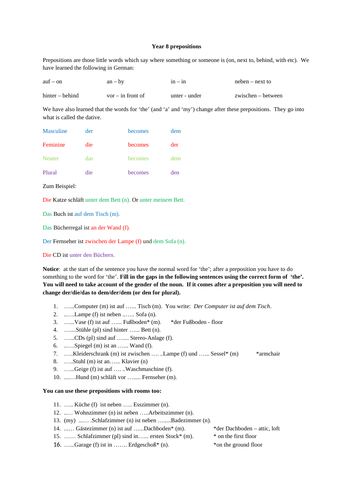 Beginners'dual-case  prepositions with dative - furniture