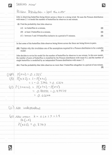 Poisson Distribution Spot the Errors