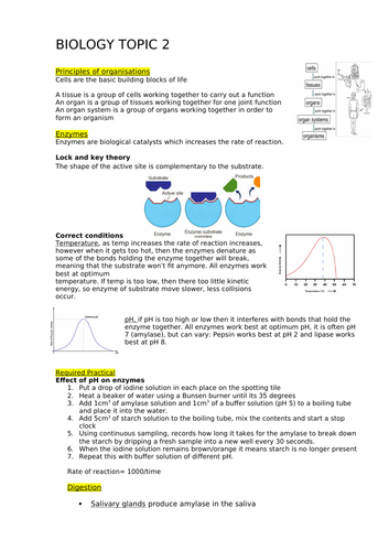 Biology AQA GCSE topic 2 WITH required practicals