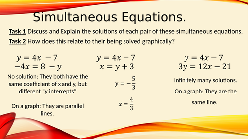 Simultaneous Equations - How many solutions - Extension