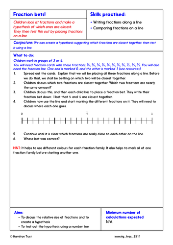 Develop the concept of fractions - Problem-Solving Investigation - Year 3