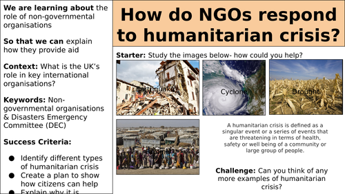 Life in Modern Britain: How do NGOs respond to humanitarian crisis?