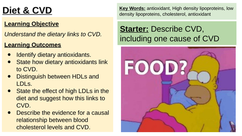IAS / IAL Edexcel Biology Unit 1 Topic 1: Diet & CVD | Teaching Resources