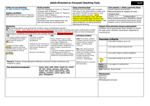 EYFS addition lesson plan