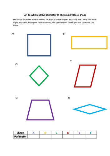 Working out perimeter worksheet | Teaching Resources