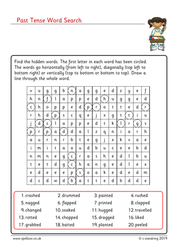 regular verb endings simple past tense teaching resources