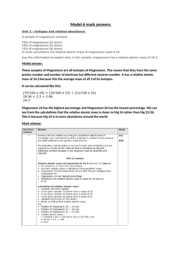 Edexcel Chemistry 6 marks questions and answers - Paper 1