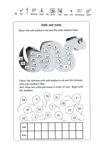 Odd and even numbers worksheet